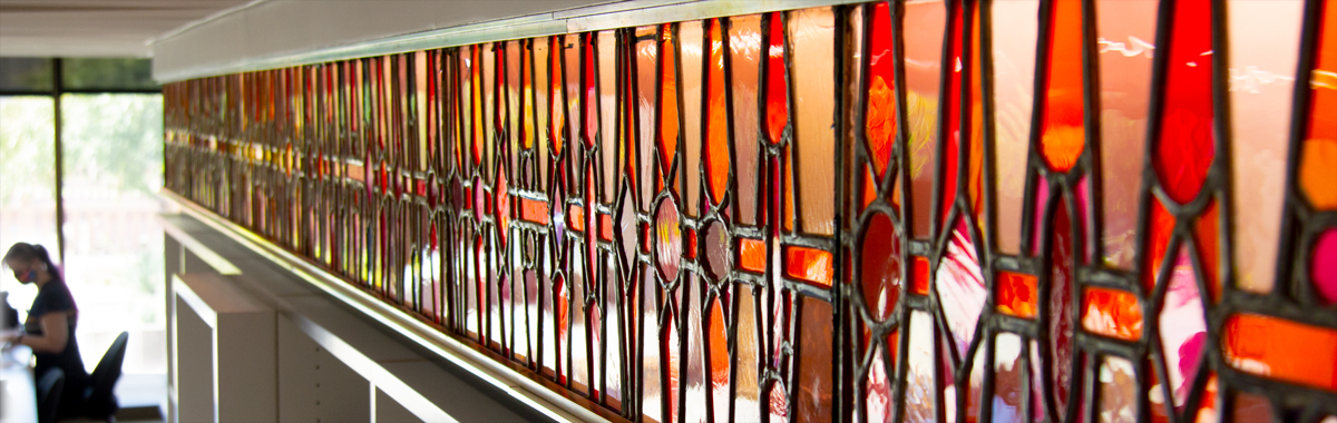 stained glass in Hayden library